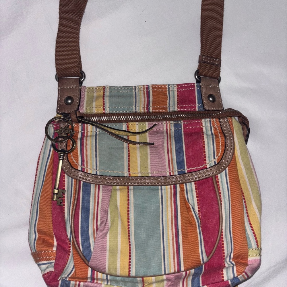 Fossil Striped Multicolor Crossbody Shoulder Bag